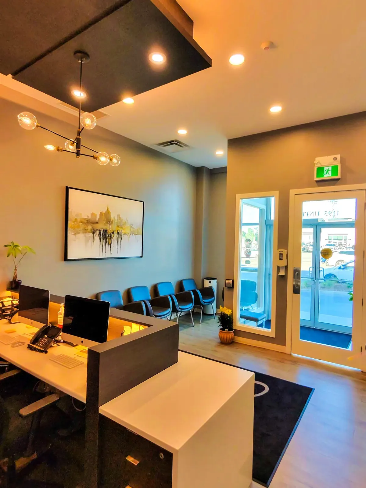 Reception area of the Smilo Family Dental clinic in Hyde Park, London, Ontario